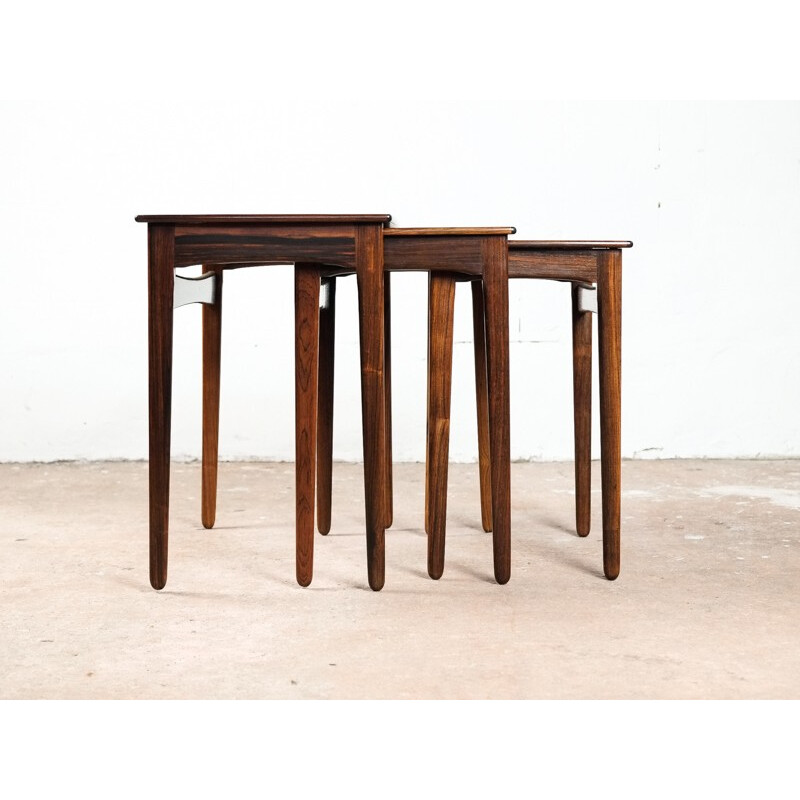 Set of 3 vintage nesting tables in rosewood - 1960s