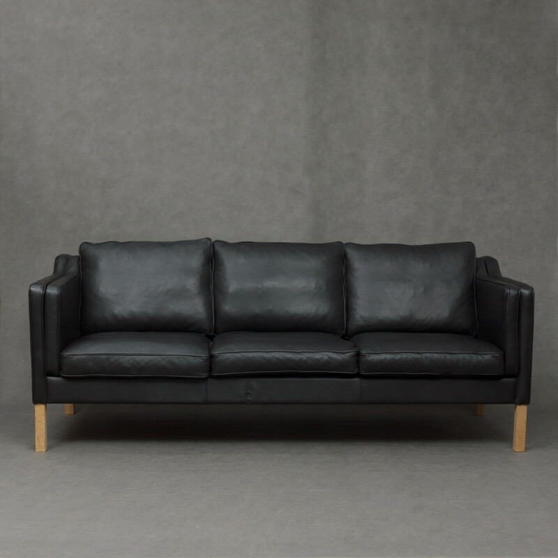 Vintage Scandinavian black leather sofa - 1990s