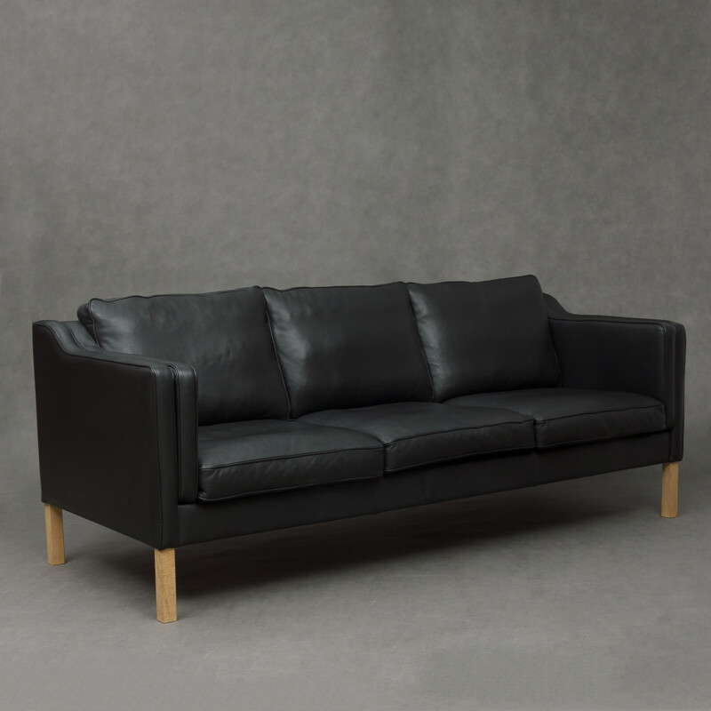 Vintage Scandinavian black leather sofa - 1990s