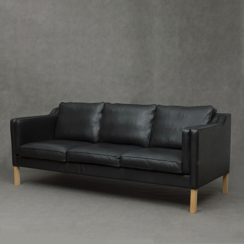 Canapé vintage scandinave en cuir noir - 1990