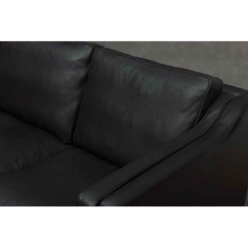 Vintage Scandinavian black leather sofa - 1990s