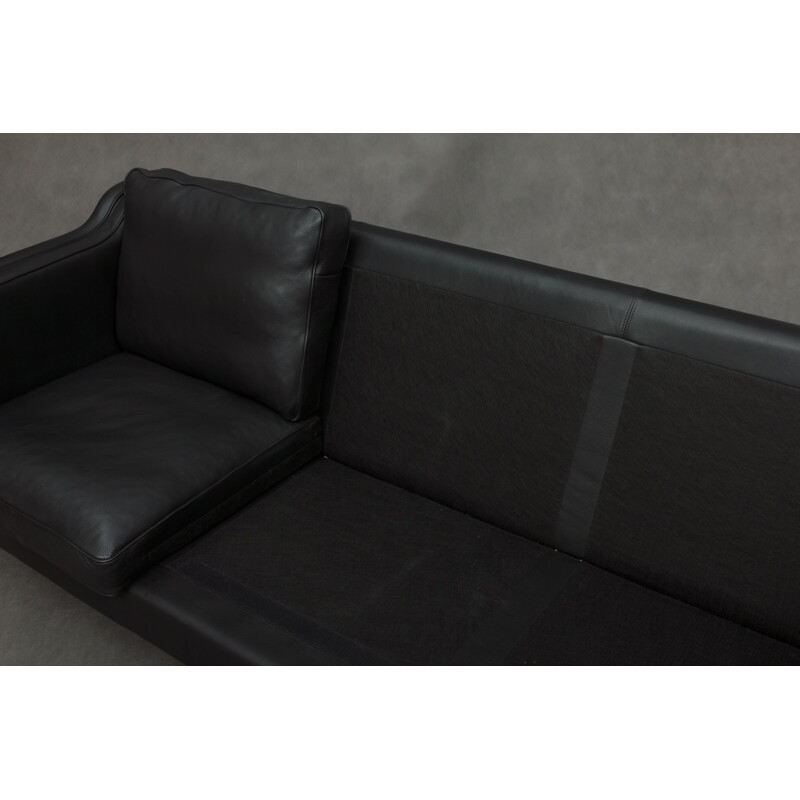 Vintage Scandinavian black leather sofa - 1990s