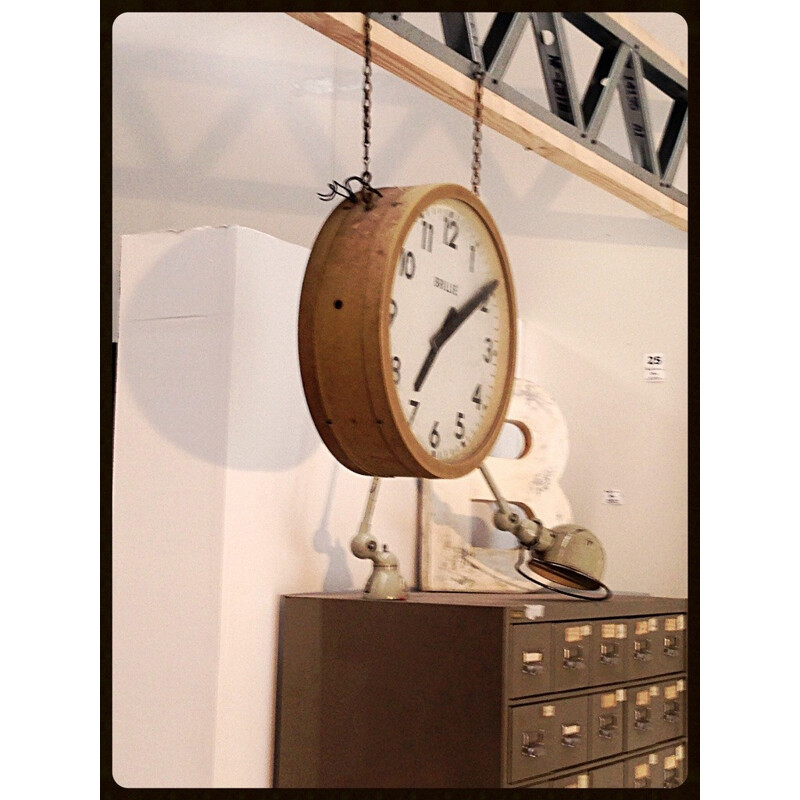 Horloge industrielle double face, Editeur Brillié - années 30