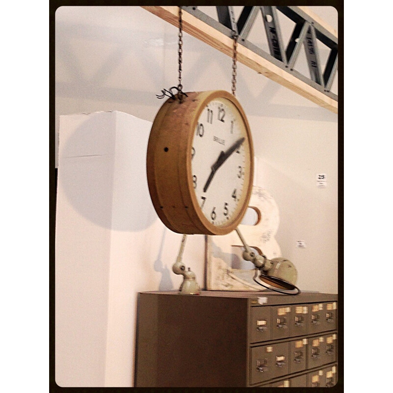 Industrial double side clock, Manufacturer Brillié - 1930s