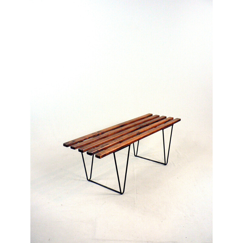 Vintage table bench with slats - 1950s