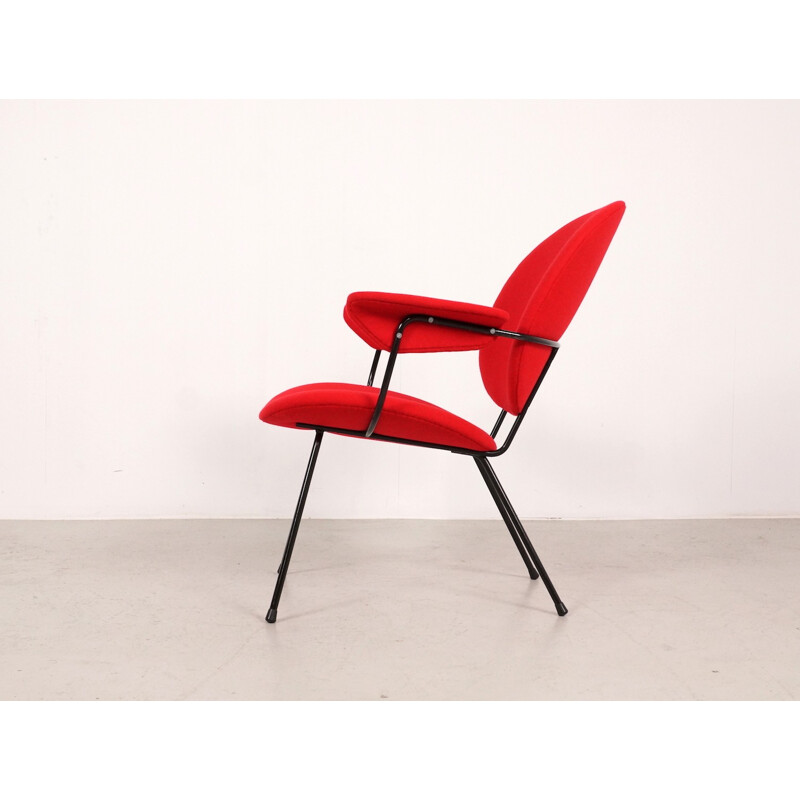 Fauteuil lounge rouge par W.H. Gispen pour Kembo - 1950