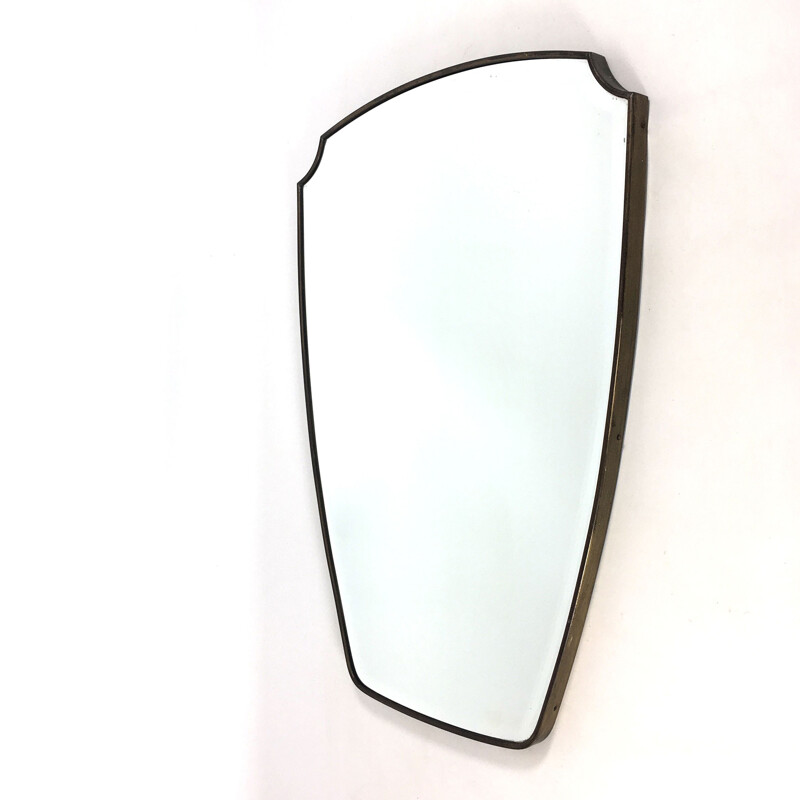 Brass frame mirror, Italy - 1950s