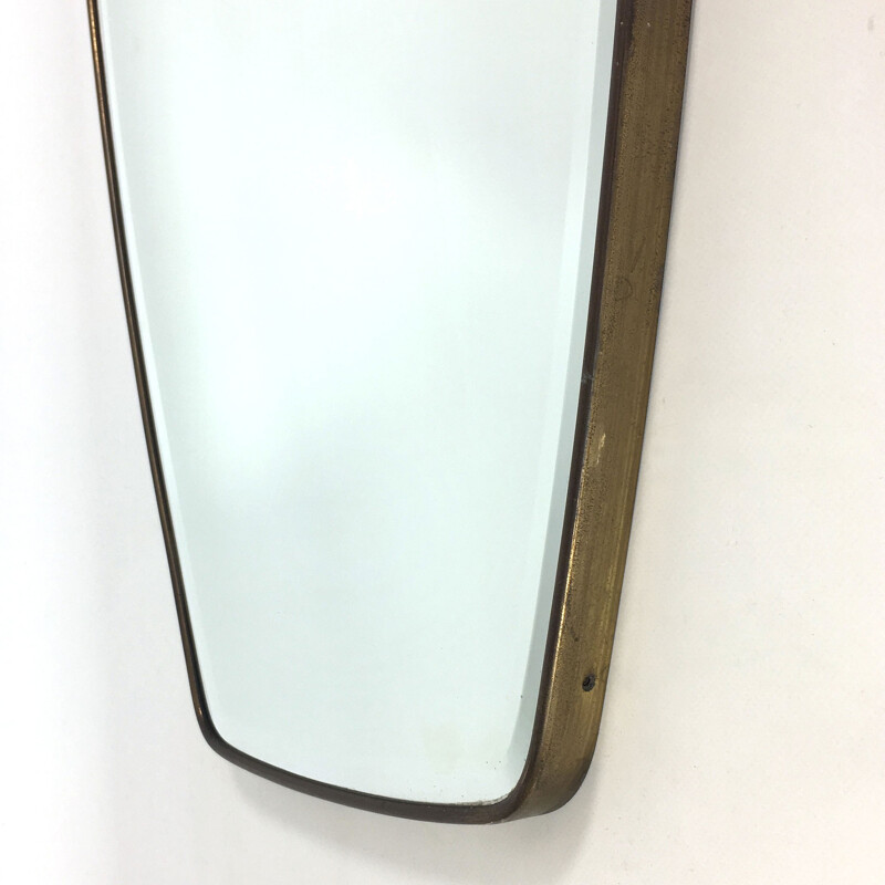 Brass frame mirror, Italy - 1950s