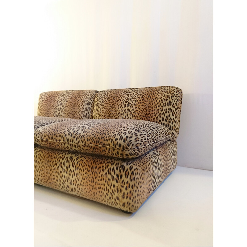 Vintage Sofa in Leopard Velvet for Cyrus Company - 1980s