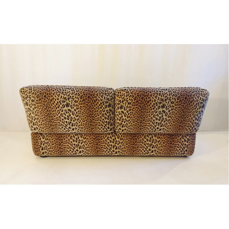 Vintage Sofa in Leopard Velvet for Cyrus Company - 1980s