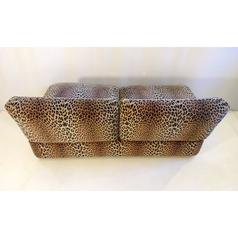 Vintage Sofa in Leopard Velvet for Cyrus Company - 1980s