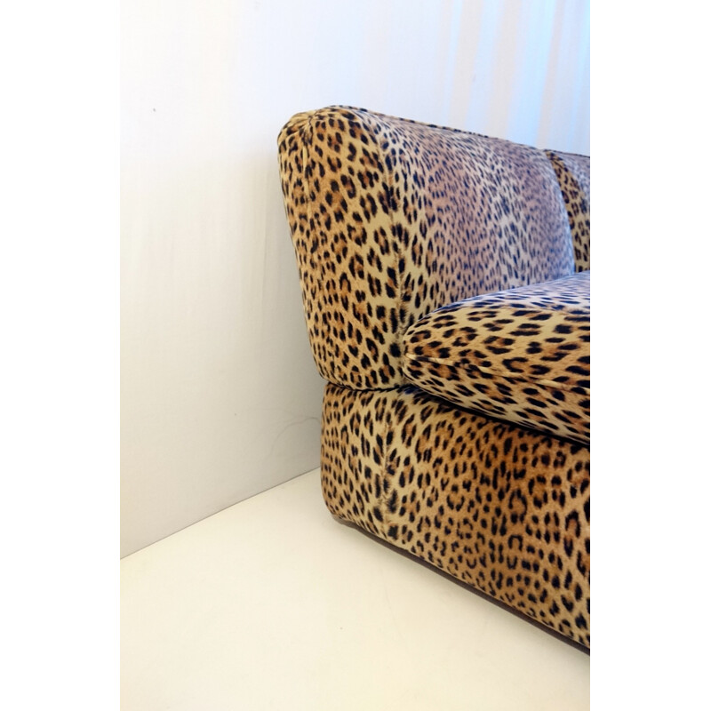 Canapé vintage en Velours Leopard pour Cyrus Company - 1980
