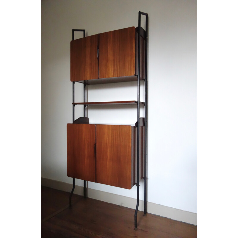 Italian teak and metal bookcase - 1960s