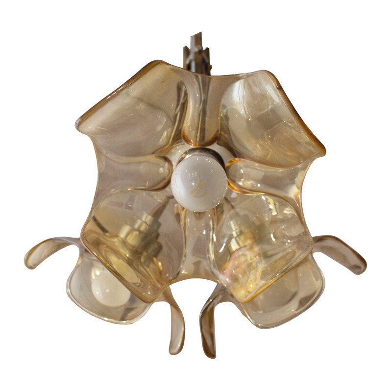 3 lights brass chandelier made in France - 1940s