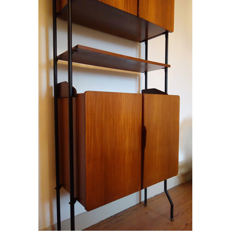 Italian teak and metal bookcase - 1960s