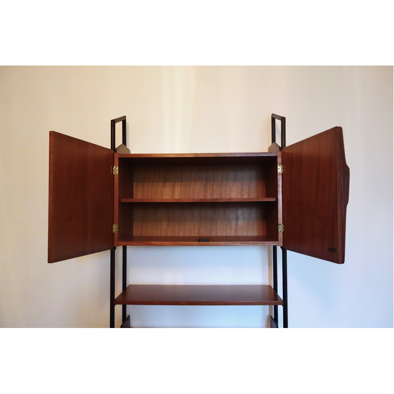 Italian teak and metal bookcase - 1960s