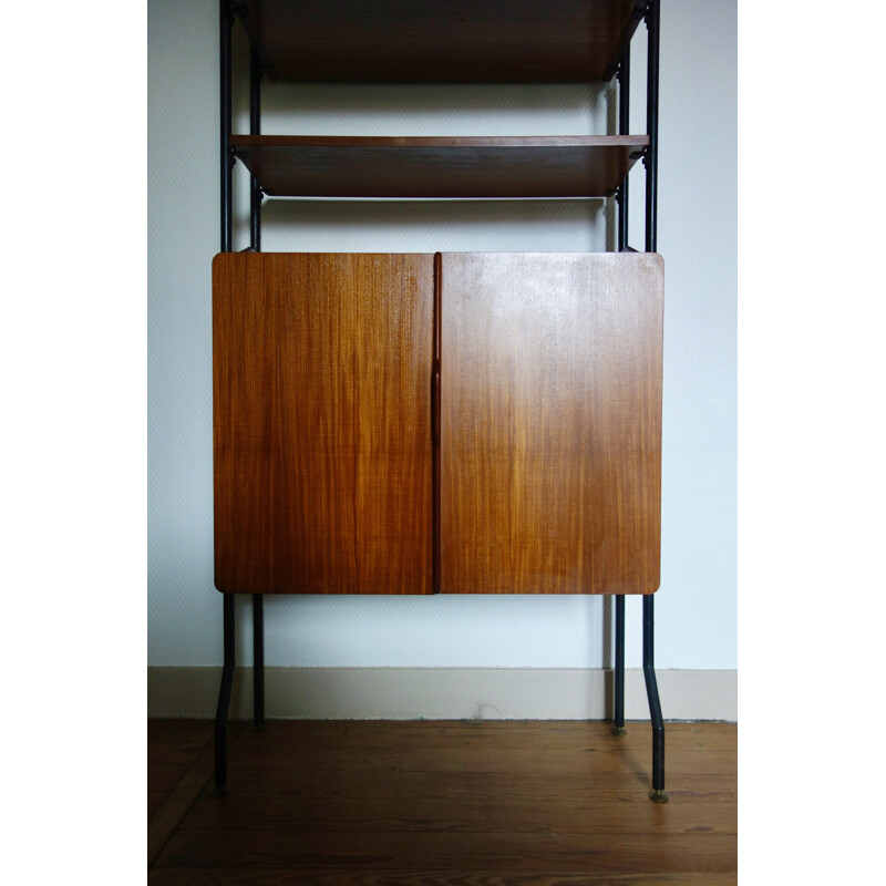 Italian teak and metal bookcase - 1960s