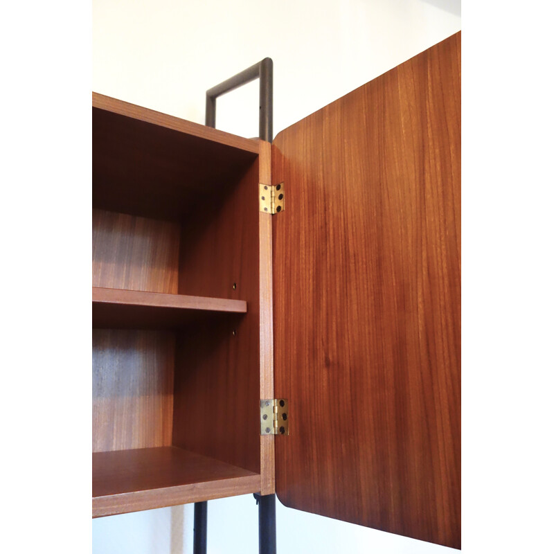 Italian teak and metal bookcase - 1960s