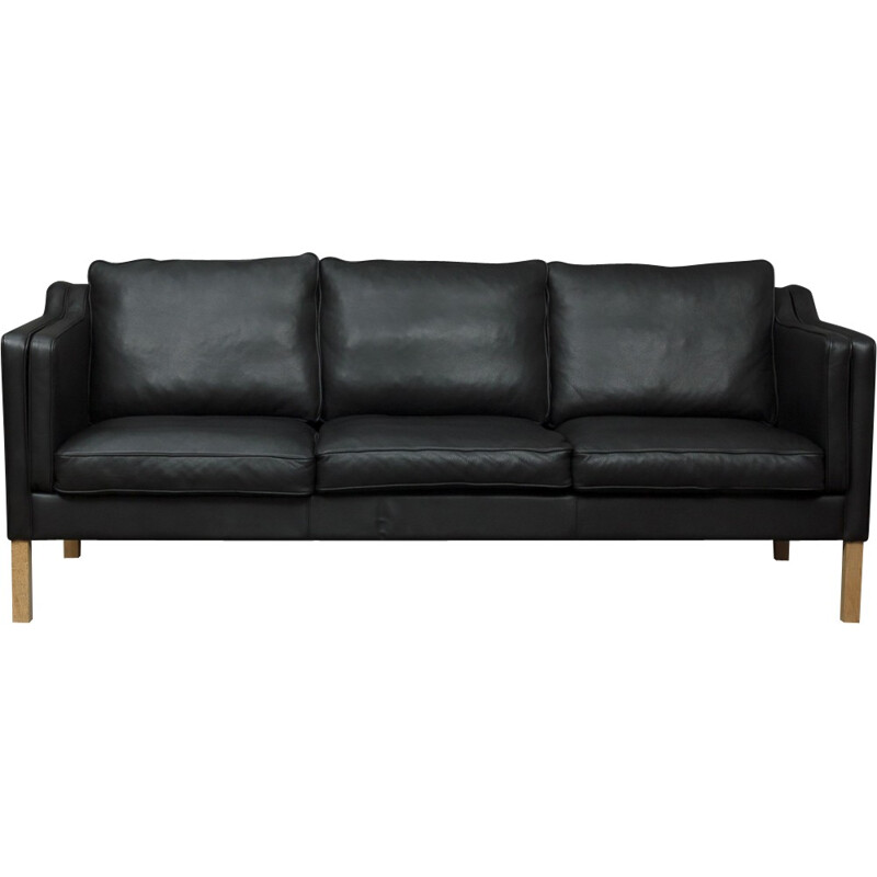 Vintage Scandinavian black leather sofa - 1990s