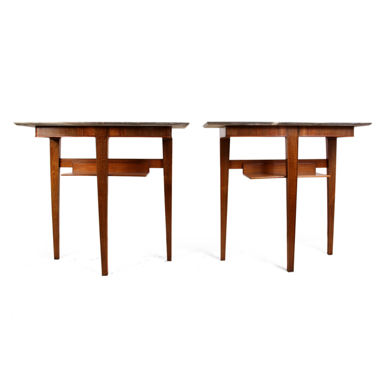 Pair of Vintage Walnut Console Tables - 1950s