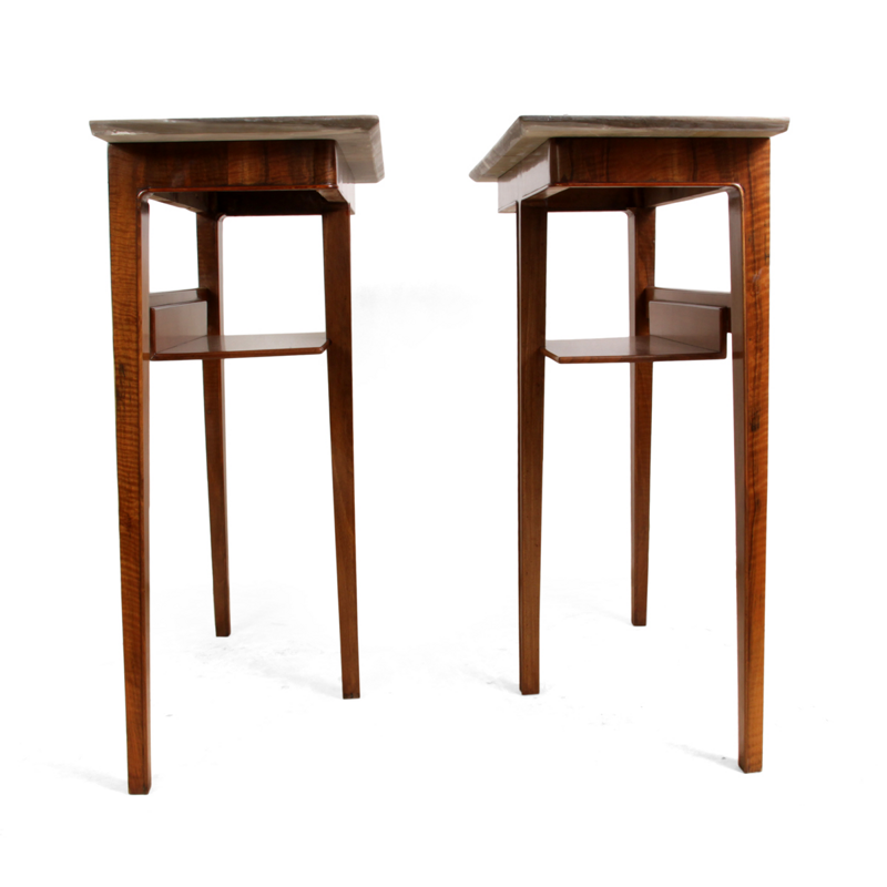 Pair of Vintage Walnut Console Tables - 1950s