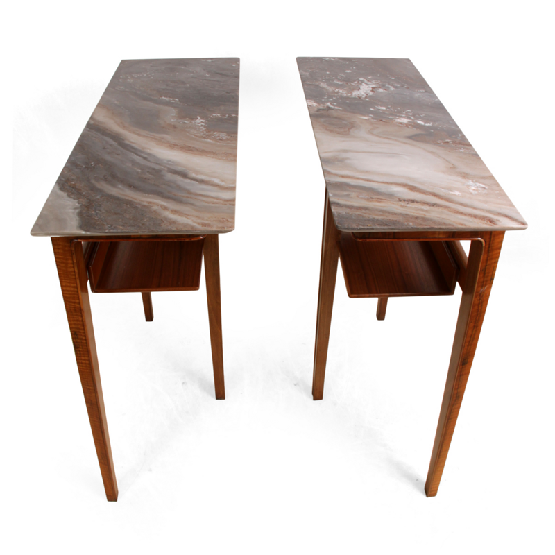 Pair of Vintage Walnut Console Tables - 1950s