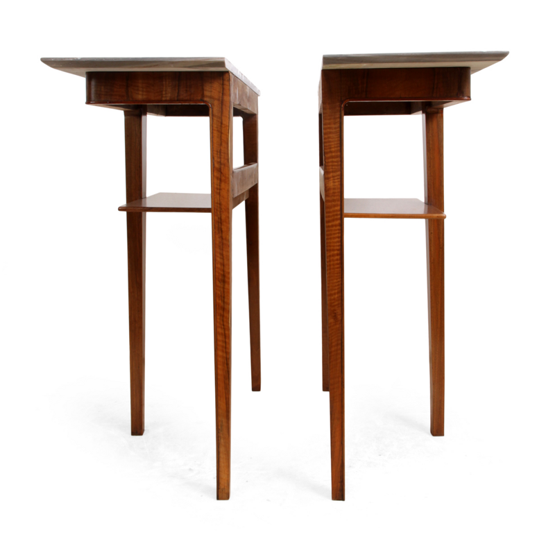 Pair of Vintage Walnut Console Tables - 1950s