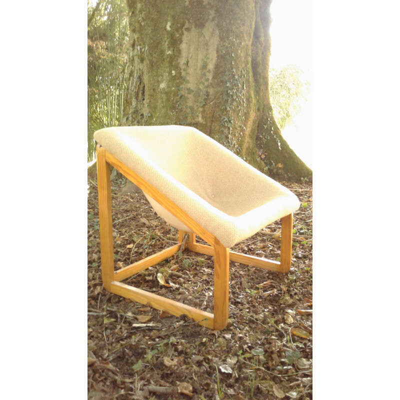 Set of three vintage armchairs in wood - 1970s