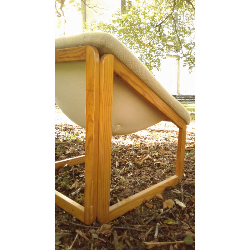 Suite de 3 fauteuils vintage en bois - 1970