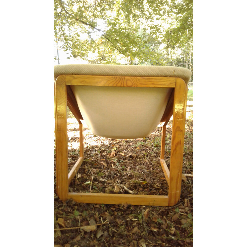 Set of three vintage armchairs in wood - 1970s
