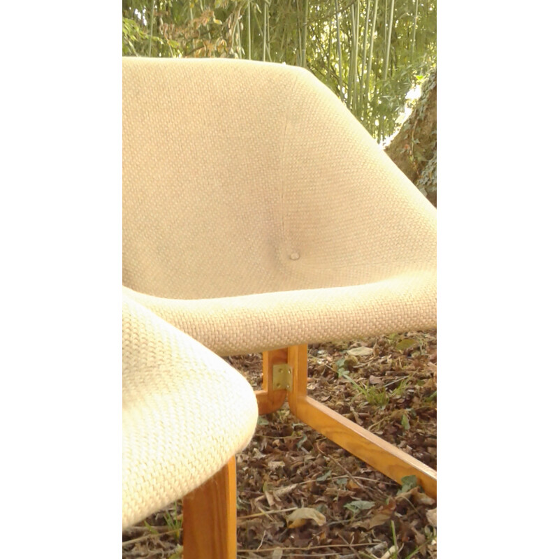 Set of three vintage armchairs in wood - 1970s