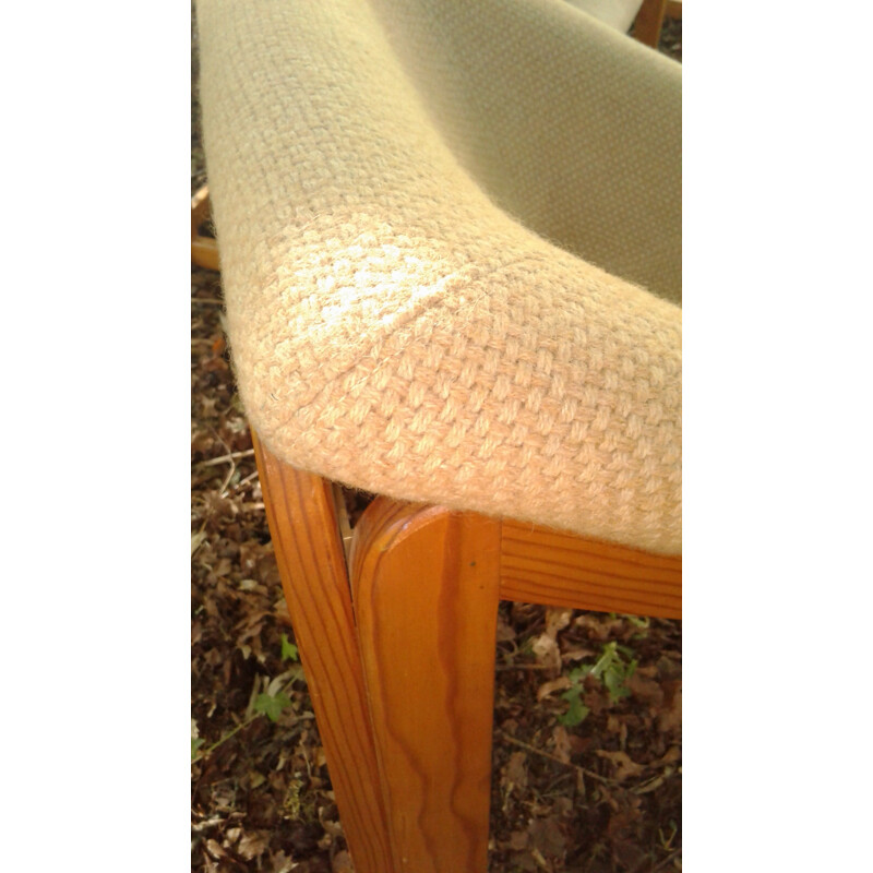 Set of three vintage armchairs in wood - 1970s