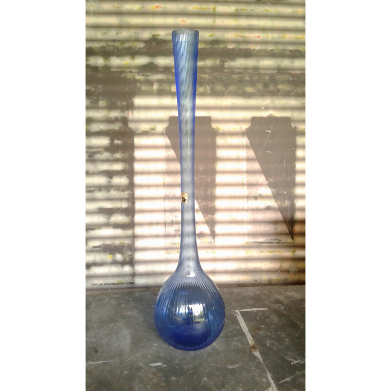 Vintage blue vase in crystal by Daum - 1960s