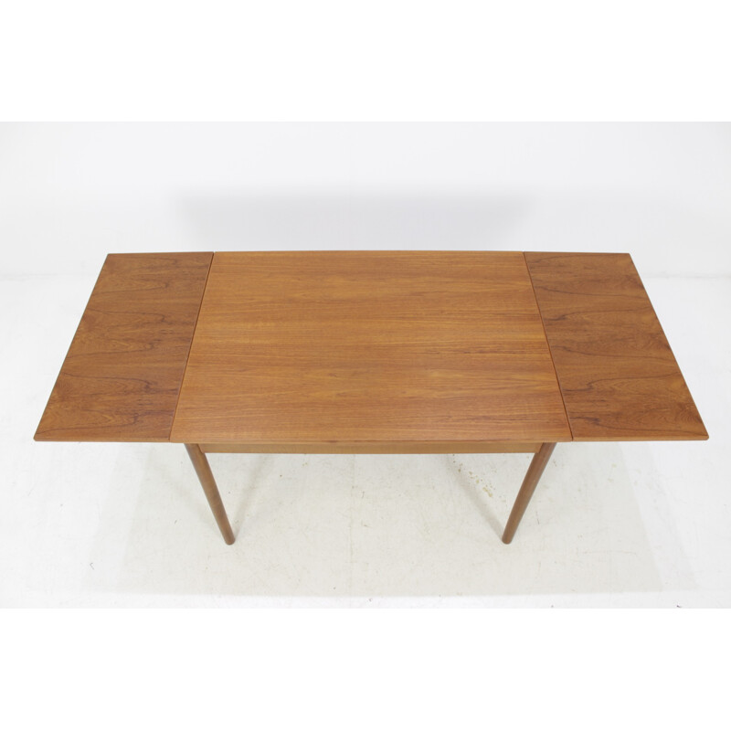 Table à repas vintage extensible en teck scandinave - 1960