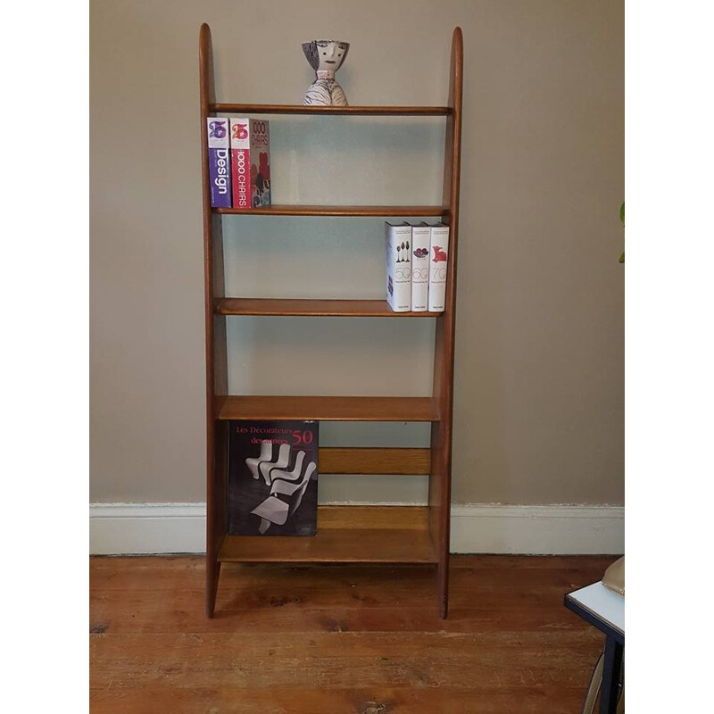  "shark fin" clear solid oak shelf by Pierre Cruège - 1950s