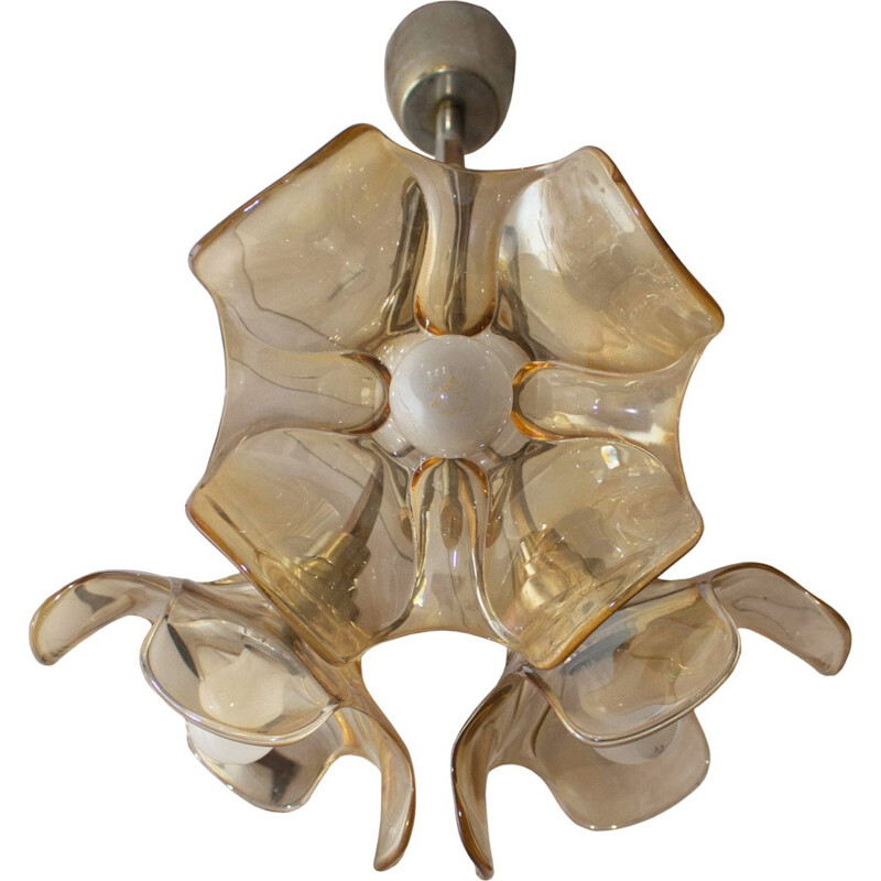 3 lights brass chandelier made in France - 1940s