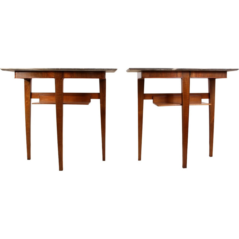 Pair of Vintage Walnut Console Tables - 1950s