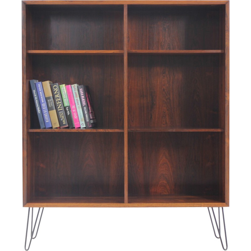 Vintage bookcase in rosewood with iron legs - 1960s