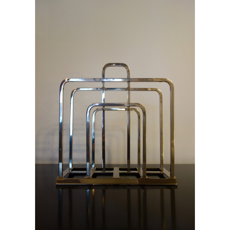 Silver vintage Magazine rack - 1970s