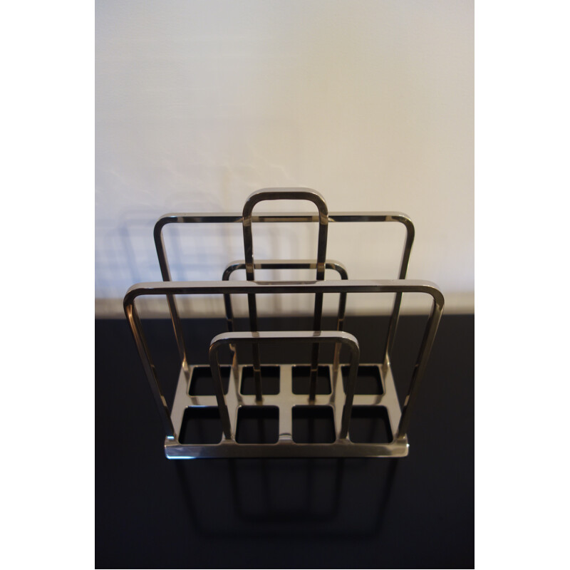 Silver vintage Magazine rack - 1970s