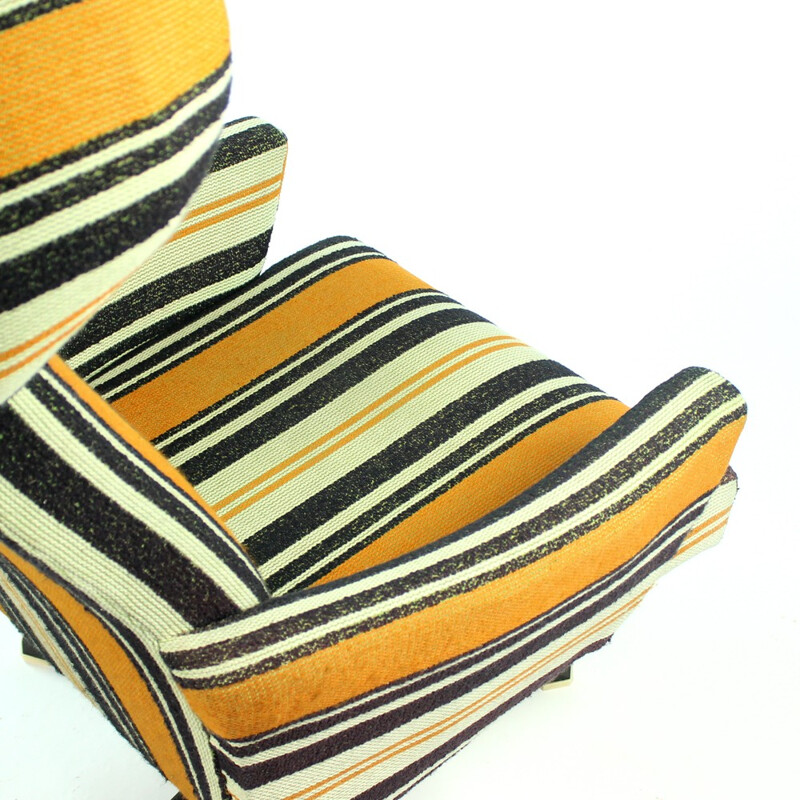 Wing Swivel armhair in Stripped Fabric, Czechoslovakia - 1960s