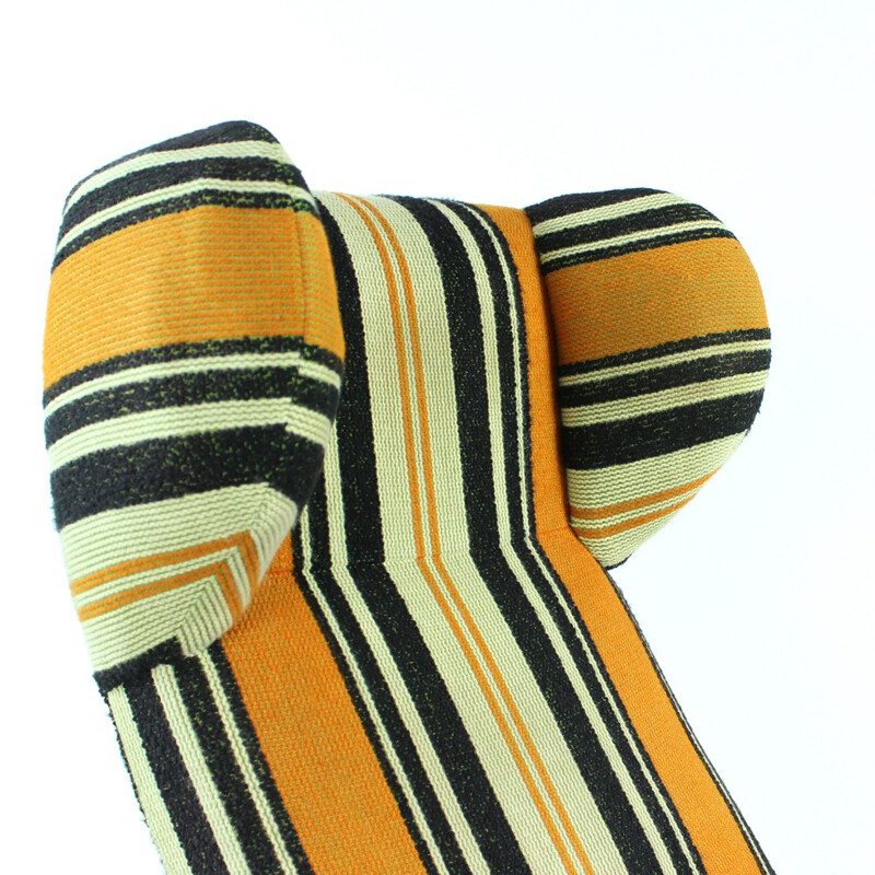 Wing Swivel armhair in Stripped Fabric, Czechoslovakia - 1960s