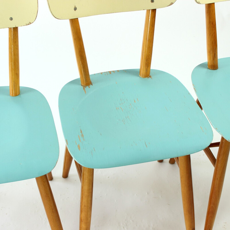 Suite de 4 chaises vintage pour TON Company, Tchécoslovaquie - 1960