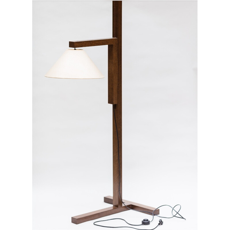 Vintage floor lamp in oakwood by Christophe Delcourt - 2000s