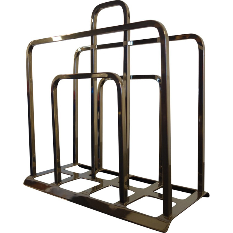 Silver vintage Magazine rack - 1970s