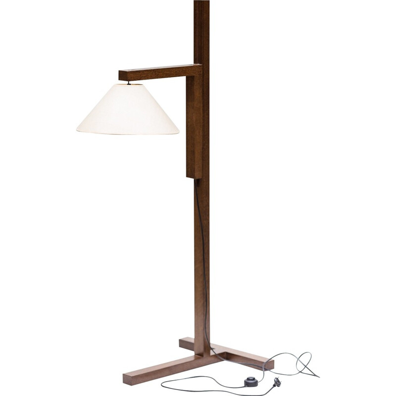 Vintage floor lamp in oakwood by Christophe Delcourt - 2000s