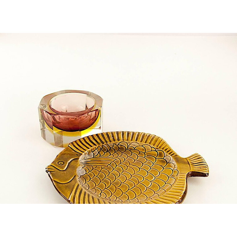 Decorative Ceramic Dish Signed Travia - 1960s