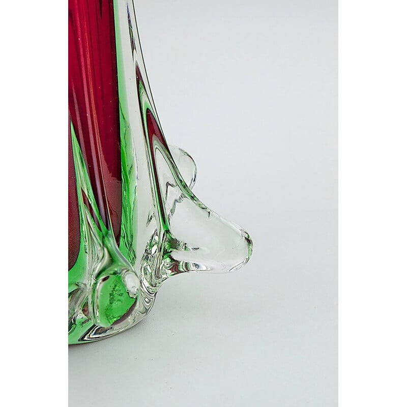 Italian Vintage Green Murano Glass Vase by Flavio Poli - 1980s