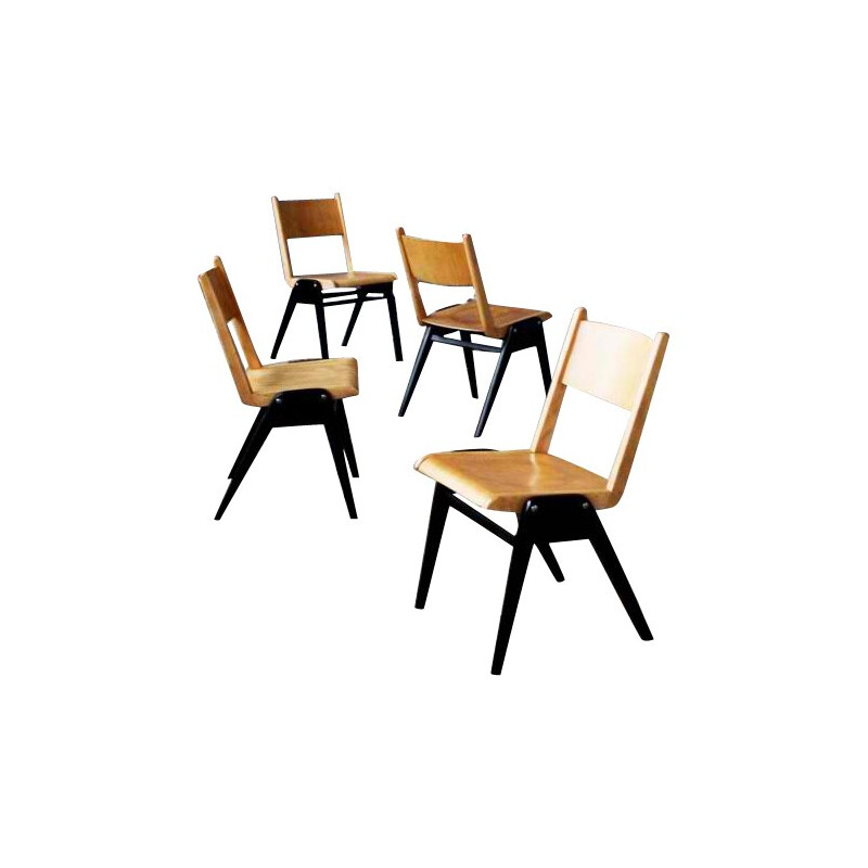 Ensemble de 4 chaises vintage empilables - années 60