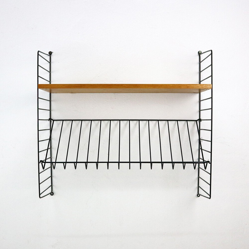 Vintage string shelf with magazine rack by Strinning - 1960s